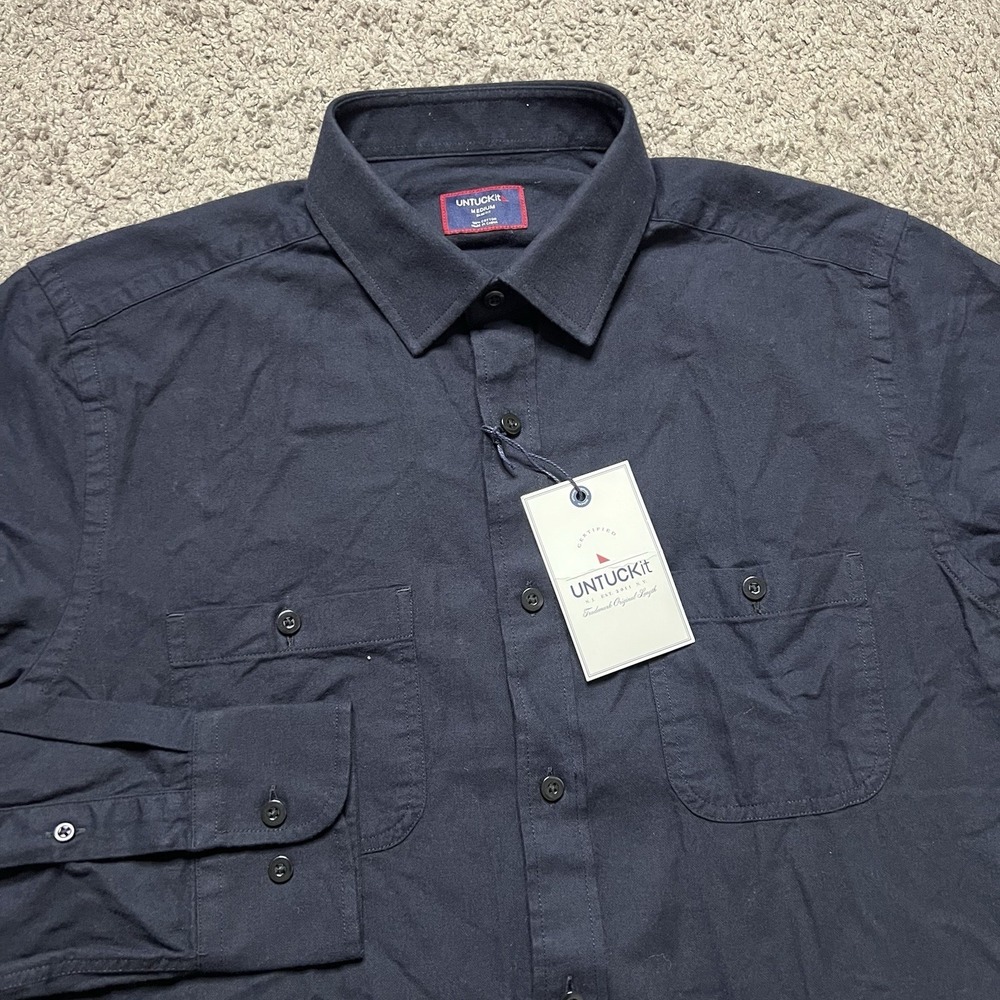 NWT Mens Untuckit Wrinkle Free‎ Slim Fit L/S Button Down Shirt Size Medium
